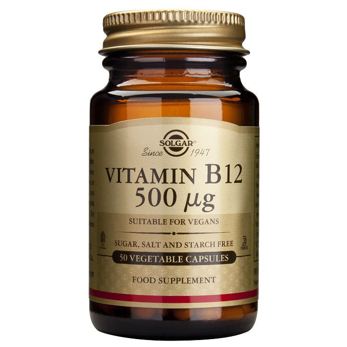 Boost Your Energy with Solgar Vitamin B12 500mcg Cyanocobalamin Capsules - 50 Capsules