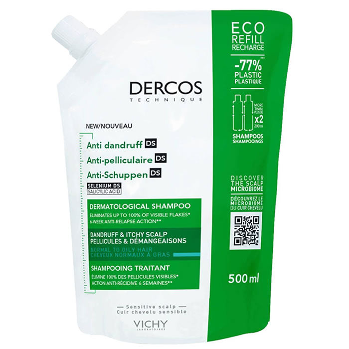 Dercos Anti-dandruff Shampoo Ecorefill 500ml for Normal To Oily Hair