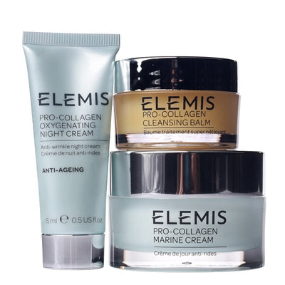 Elemis VIP kit: Elemis Pro-Collagen Oxygenating night cream 15ml + Elemis Pro-Collagen Marine cream 30ml + Elemis Pro-Collagen cleansing balm 20g