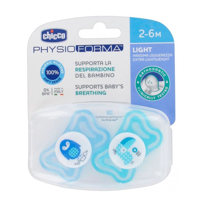 Chicco Physio Light Blue Pacifier 2-Pack for 2-6 Months
