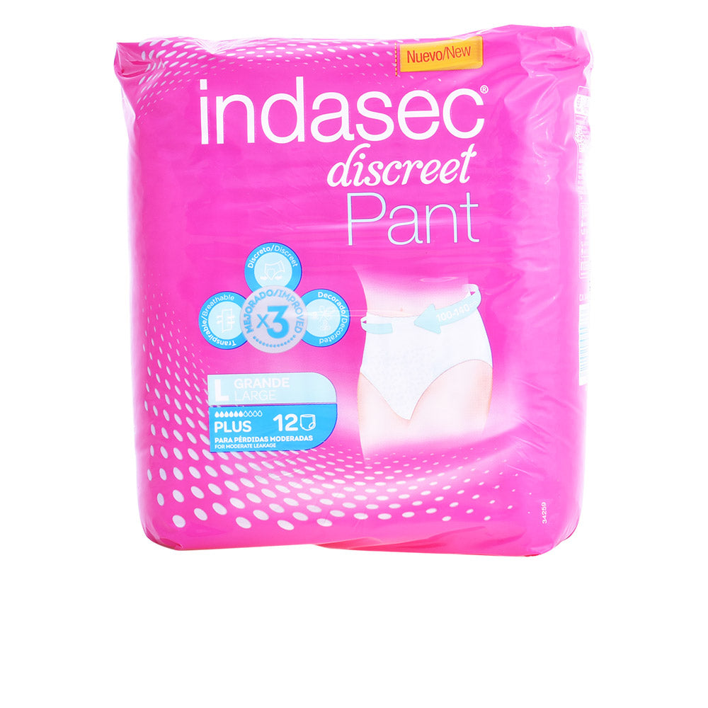Indasec Pant Plus Large Size - 12 Units: Stay Comfortable and Confident All Day with Indasec's Absorbent and Discreet Incontinence Pants in a Convenient Pack of 12!