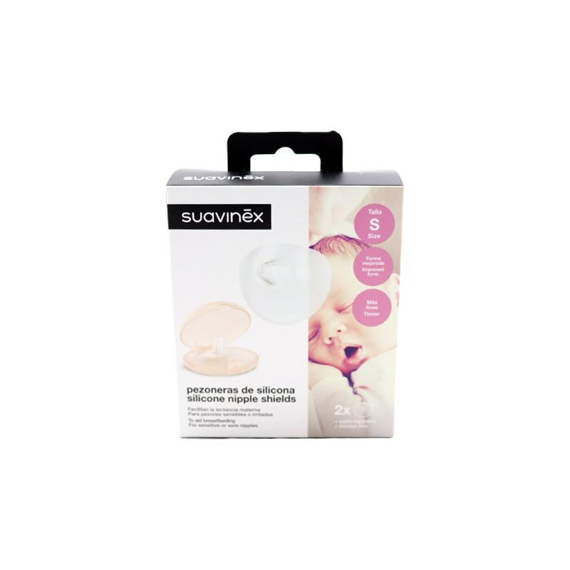 Introducing the Suavinex Silicone Nipple Shields in Size S - Set of 2: Find Comfort and Support for Breastfeeding with Ease!