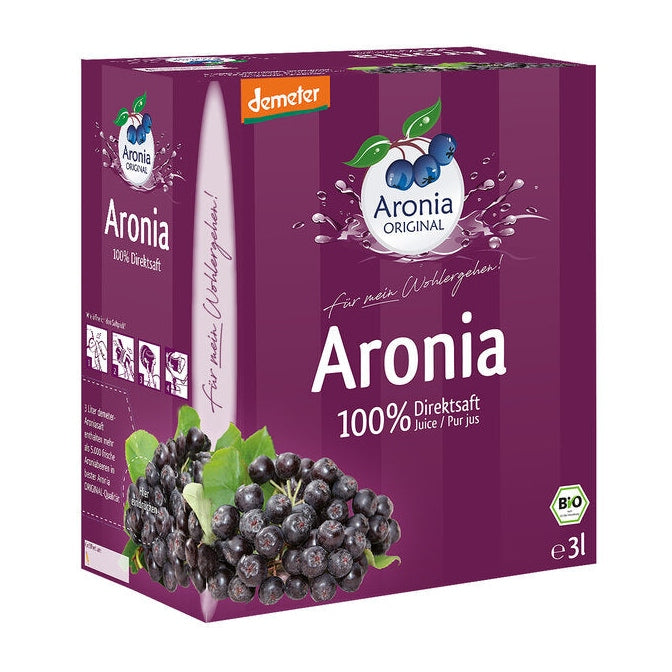 Bio aronia juice direct juice in the practical monthly size in selected demeter quality is pressed directly and can therefore also bear the name of direct juice. It contains no additives, such as preserving,- color,- and flavorings (according to law). The organic seal ensures the best processing of high-quality raw materials. The gentle workmanship is another quality of quality. Biodynamic agriculture and our expertise are guarantors for top -class aronia berries.