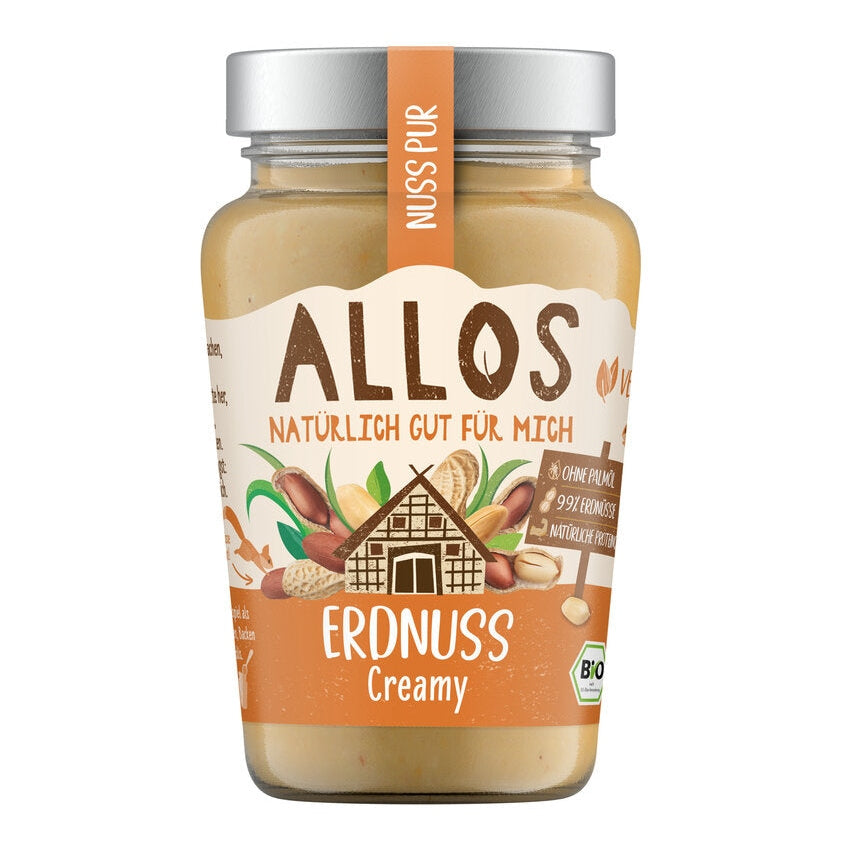 Allo's lane peanut cream is made from freshly roasted peanuts with nut skin and a pinch of sea salt. Super creamy and versatile - with 99% peanuts!